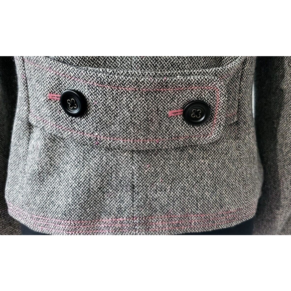 Gap Womens Gray Tweed Wool Blend Blazer Pink Accent Stitched Jacket Sz M EUC - Picture 5 of 10